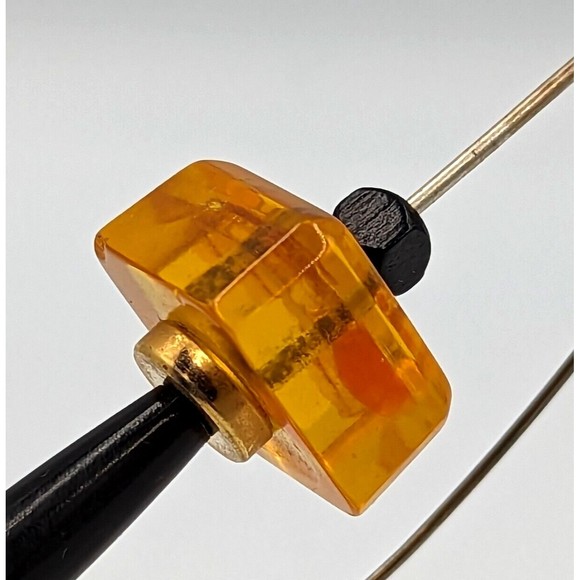 Sterling Silver Amber Brooch Modernist Artist Made Vintage Safety Pin Type 925 - Picture 6 of 13